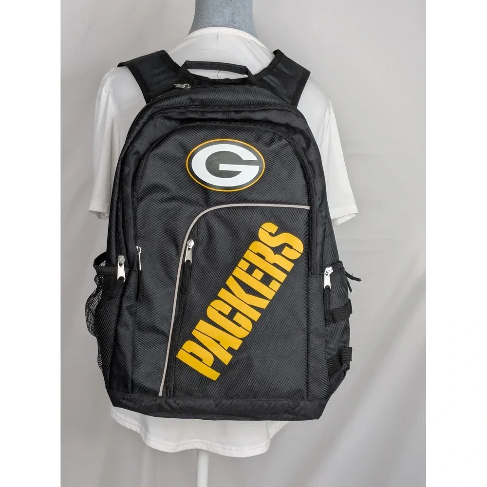 Green Bay Packers NFL Backpack Black Laptop School Travel Book Bag 20x13x8